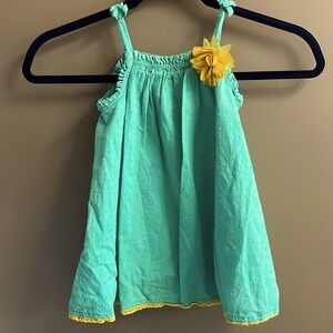 Genuine Kids from OshKosh Girls Teal Swiss Dot Flower Top 2T
